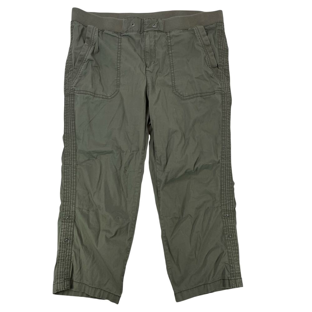 Khakis & Company Olive Green Cargo Pants Womens Size 12 Stretch Capris Utility